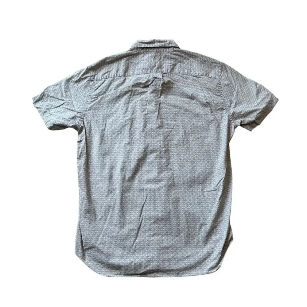 J.Crew collared button-down shirt, Tan & white design, 100% cotton, size Medium